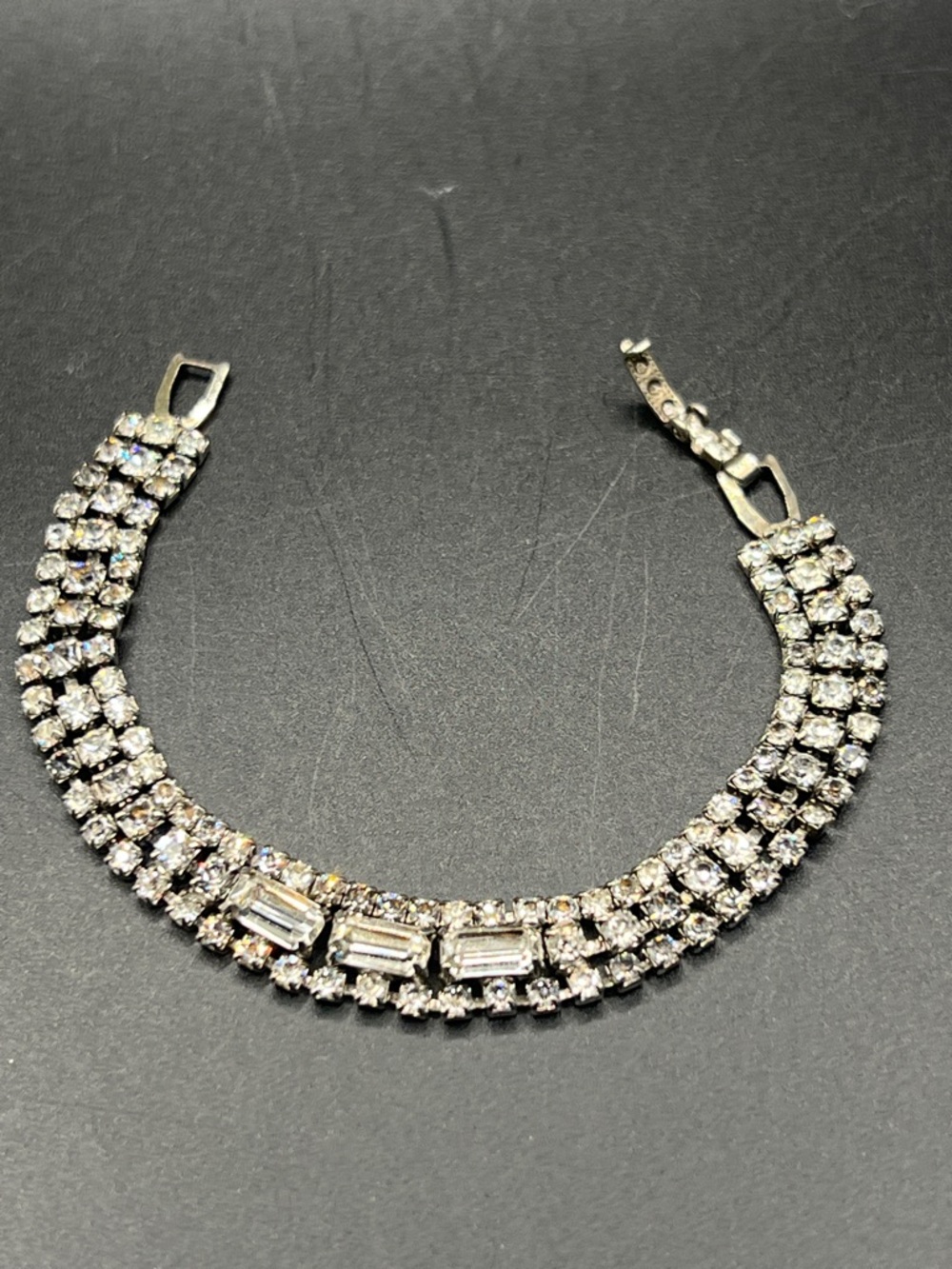 Vintage Silver Tone Crystal Bracelet